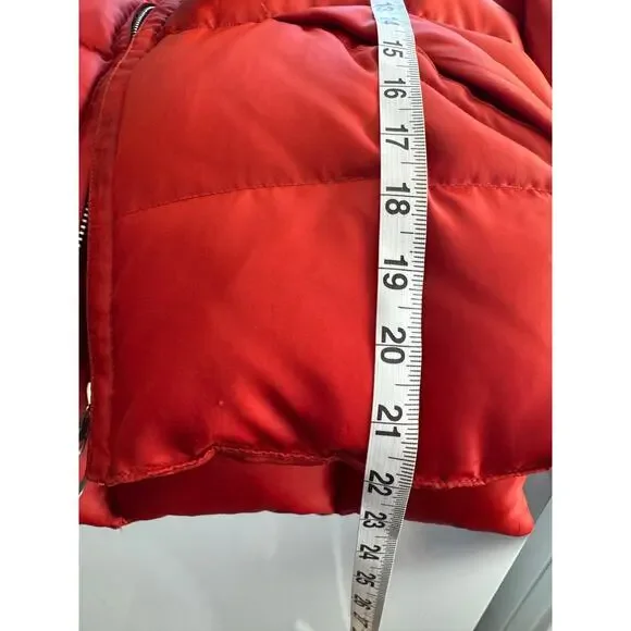 Vintage Y2K Lucky Brand Down Puffer‎ Jacket Orange Red Size Large Coat - Picture 8 of 11